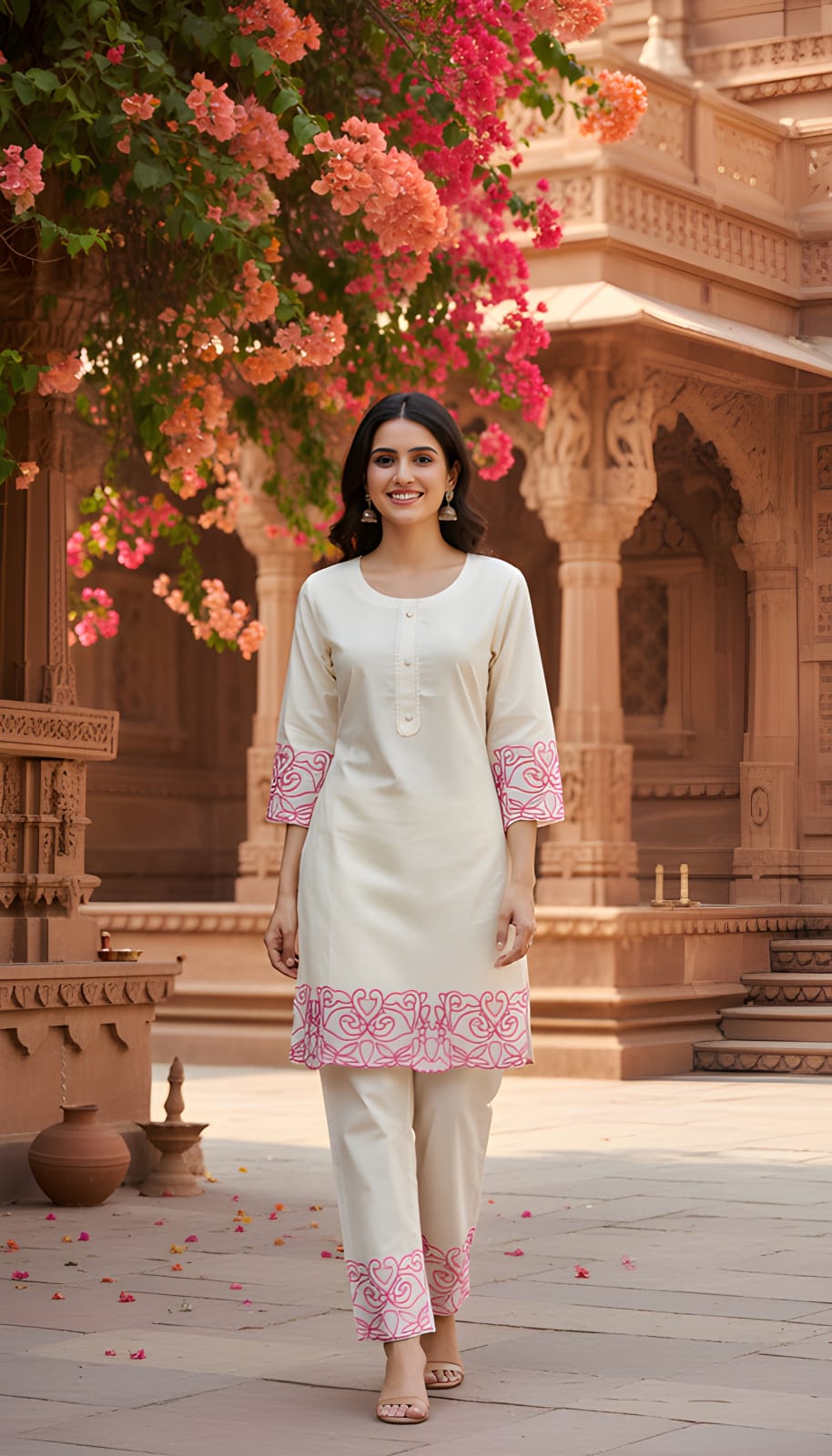 Ashnaina Cotton Cambric Co-Ord Set with Aari Work
