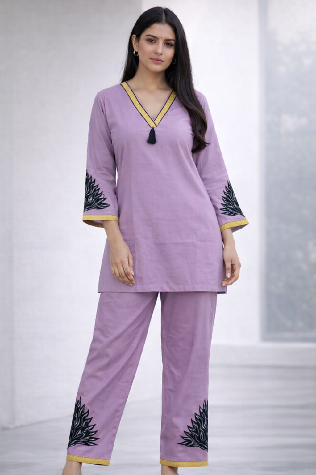 Ashnaina Straight Kurta Set with Computer Embroidery & Patch Work