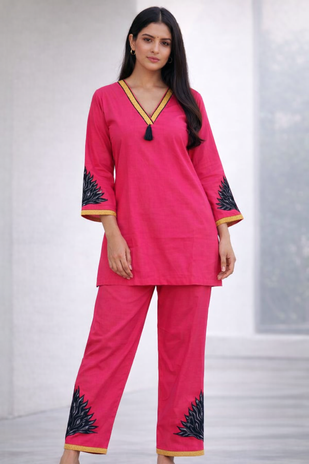 Ashnaina Straight Kurta Set with Computer Embroidery & Patch Work