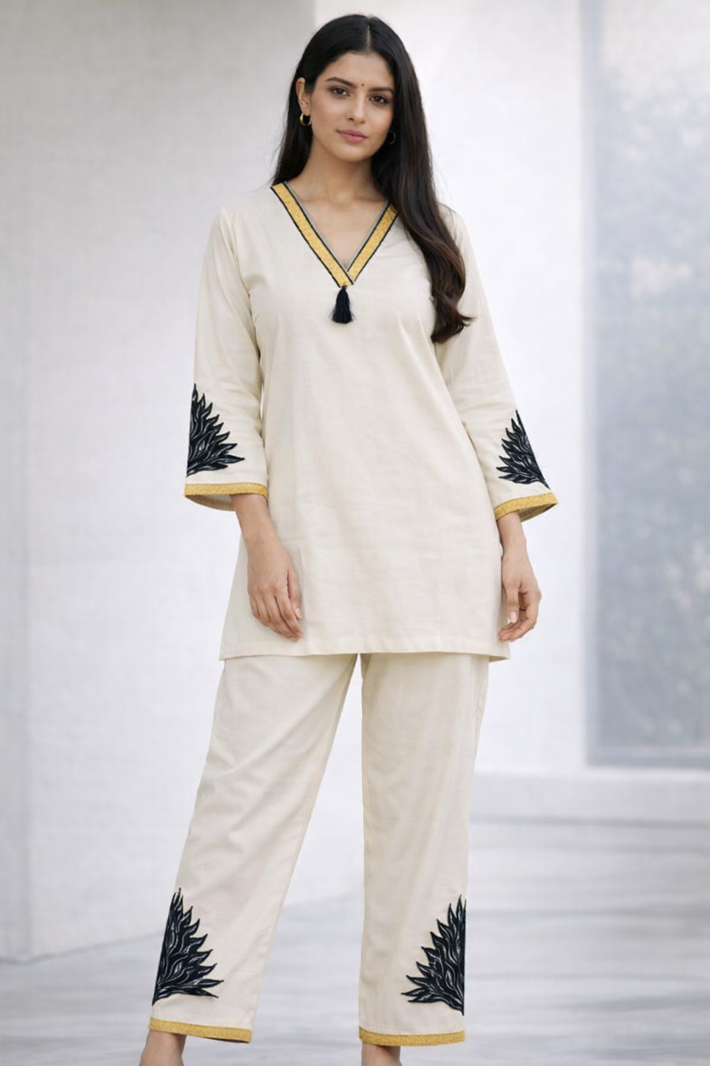 Ashnaina Straight Kurta Set with Computer Embroidery & Patch Work