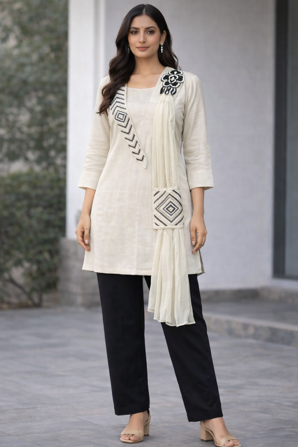 Ashnaina Vertican A-Line Coord Set with Dupatta Look