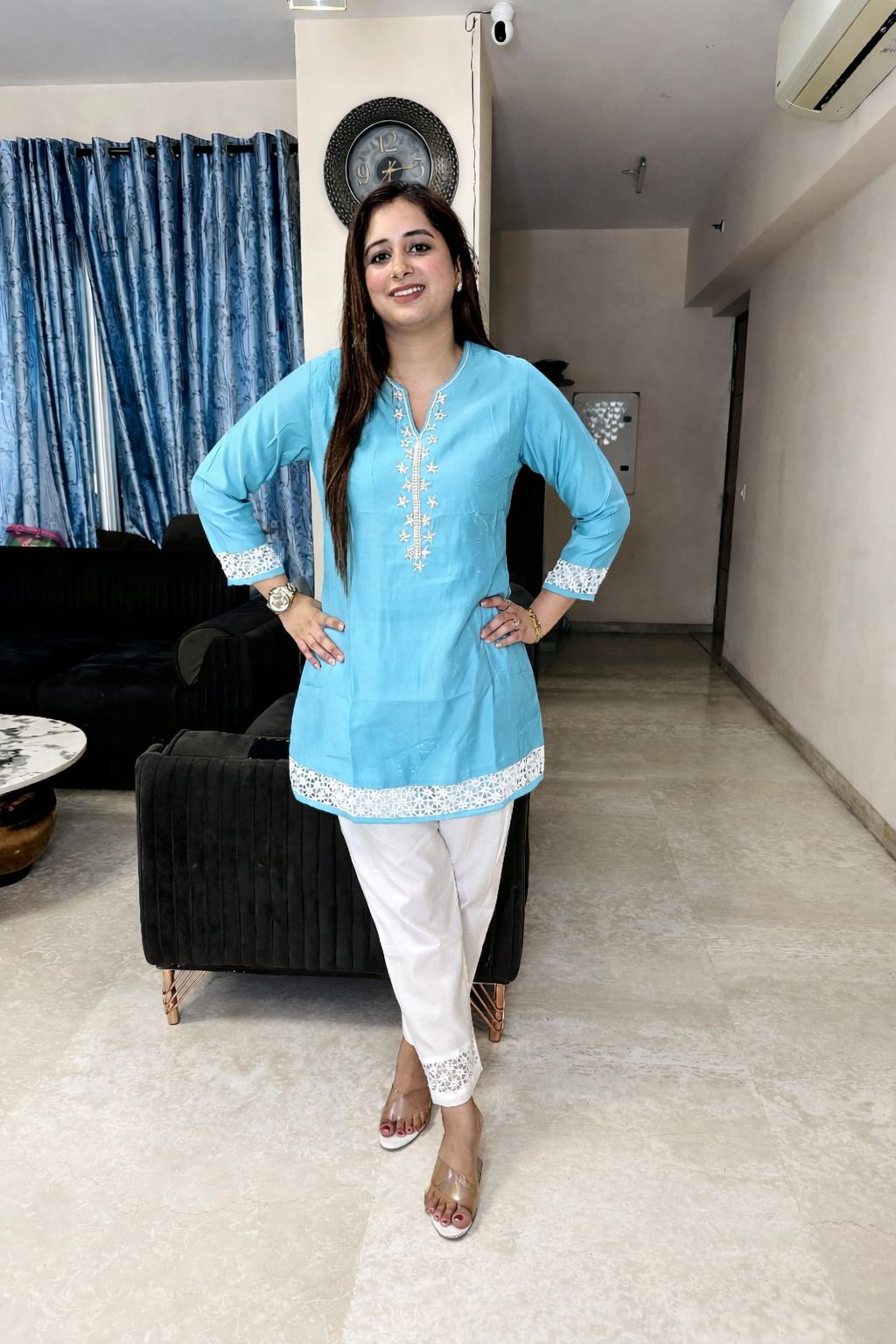 Ashnaina Roman Silk Hand Adda Work Co-Ord Set