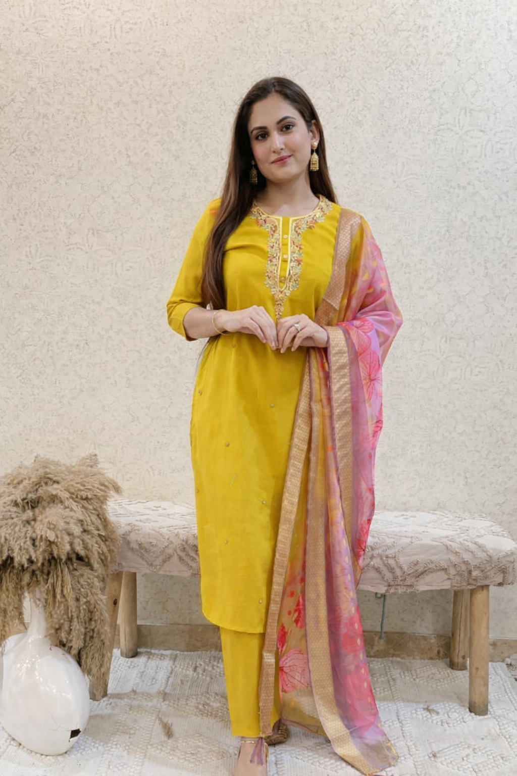 Ashnaina Roman Silk Hand Adda Work 3 Pcs Set