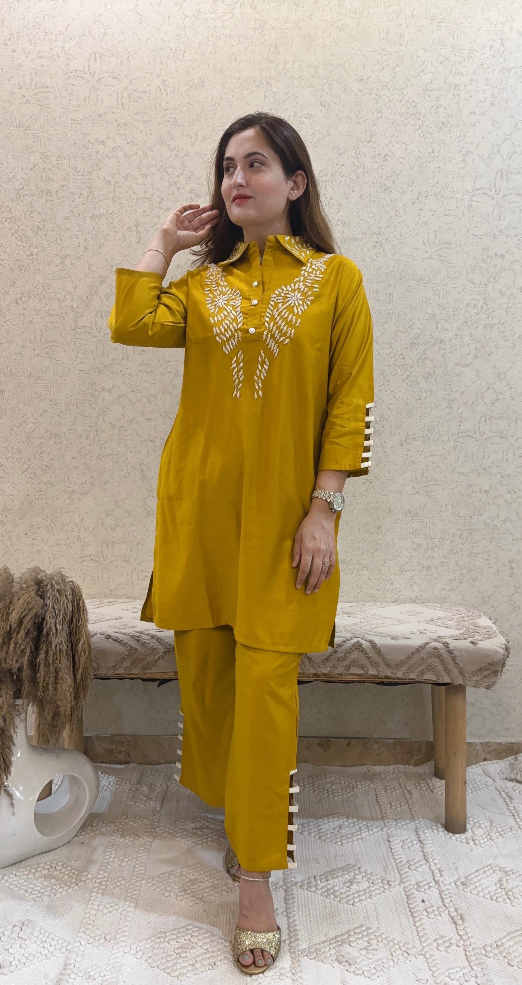 Mustard Yellow Kurti Set 25039