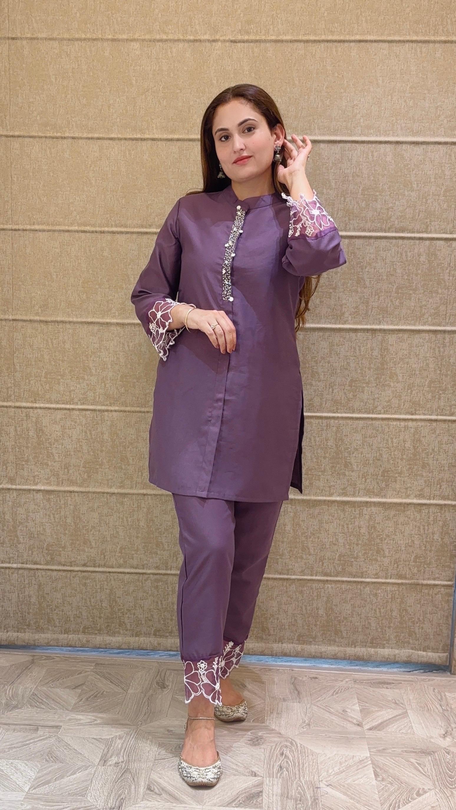 Wine Kurti Set 25039