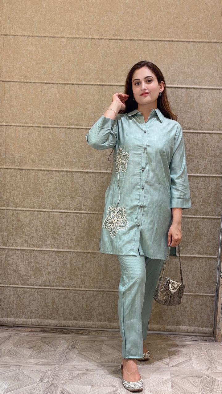 Teal Blue Kurti Set 25097