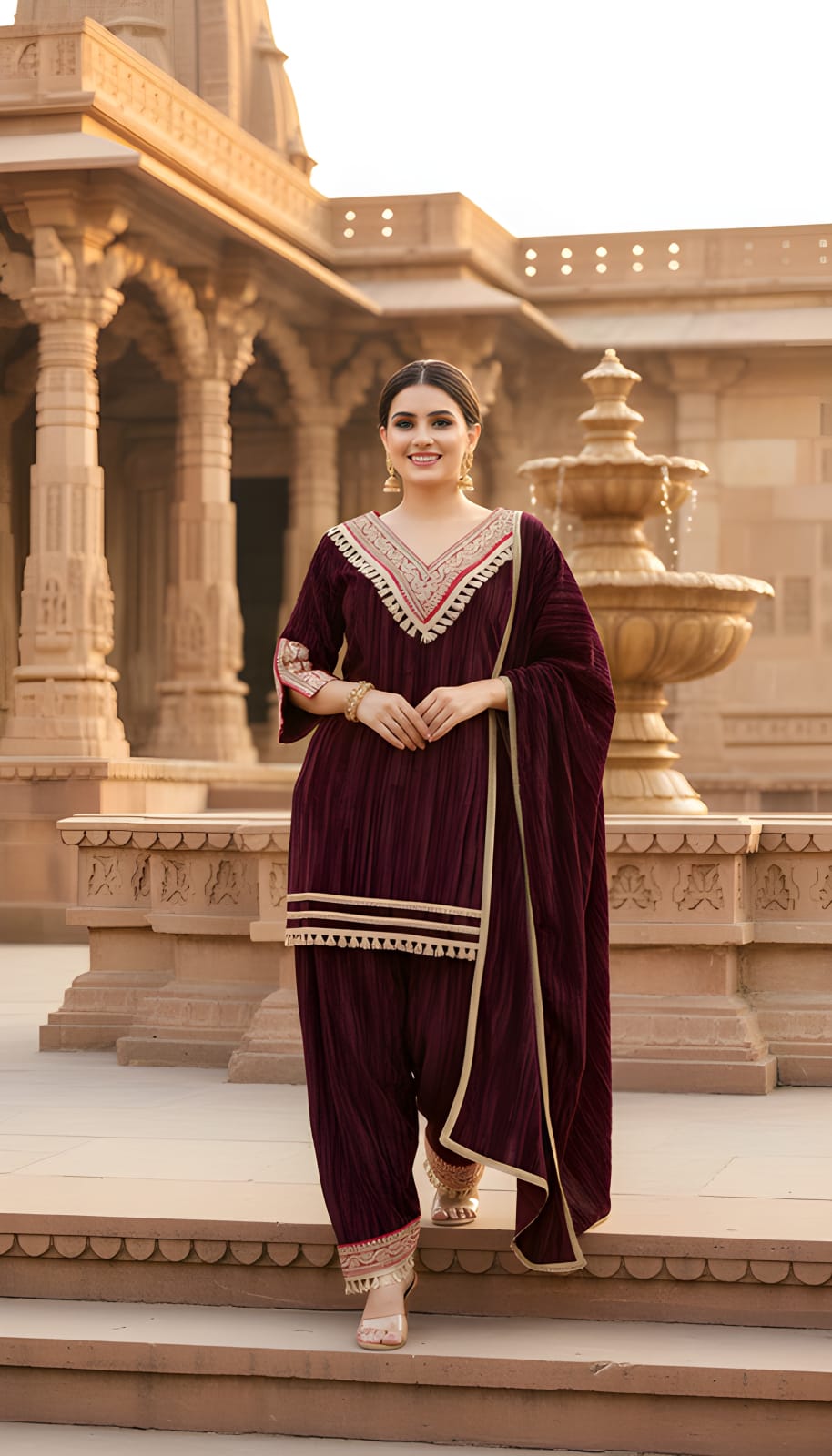 Ashnaina Designer Crush Velvet 3 Pcs Set