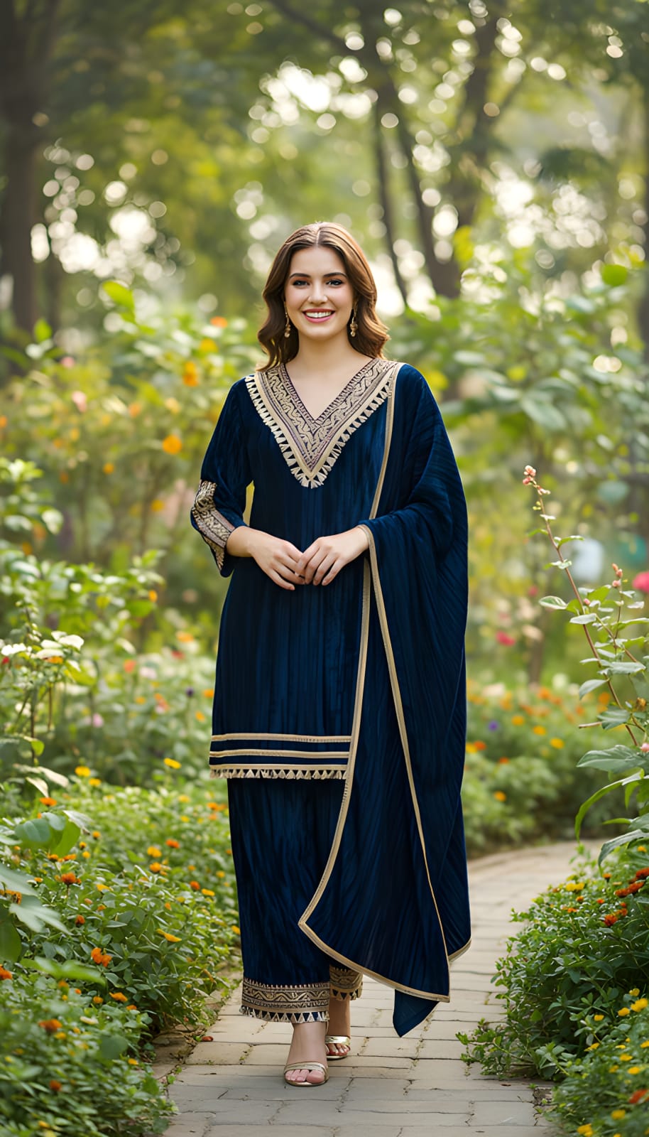 Ashnaina Designer Crush Velvet 3 Pcs Set