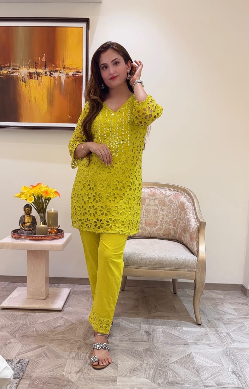 Ashnaina Cotton shipley fabric Co-Ord Set Kurti Pant