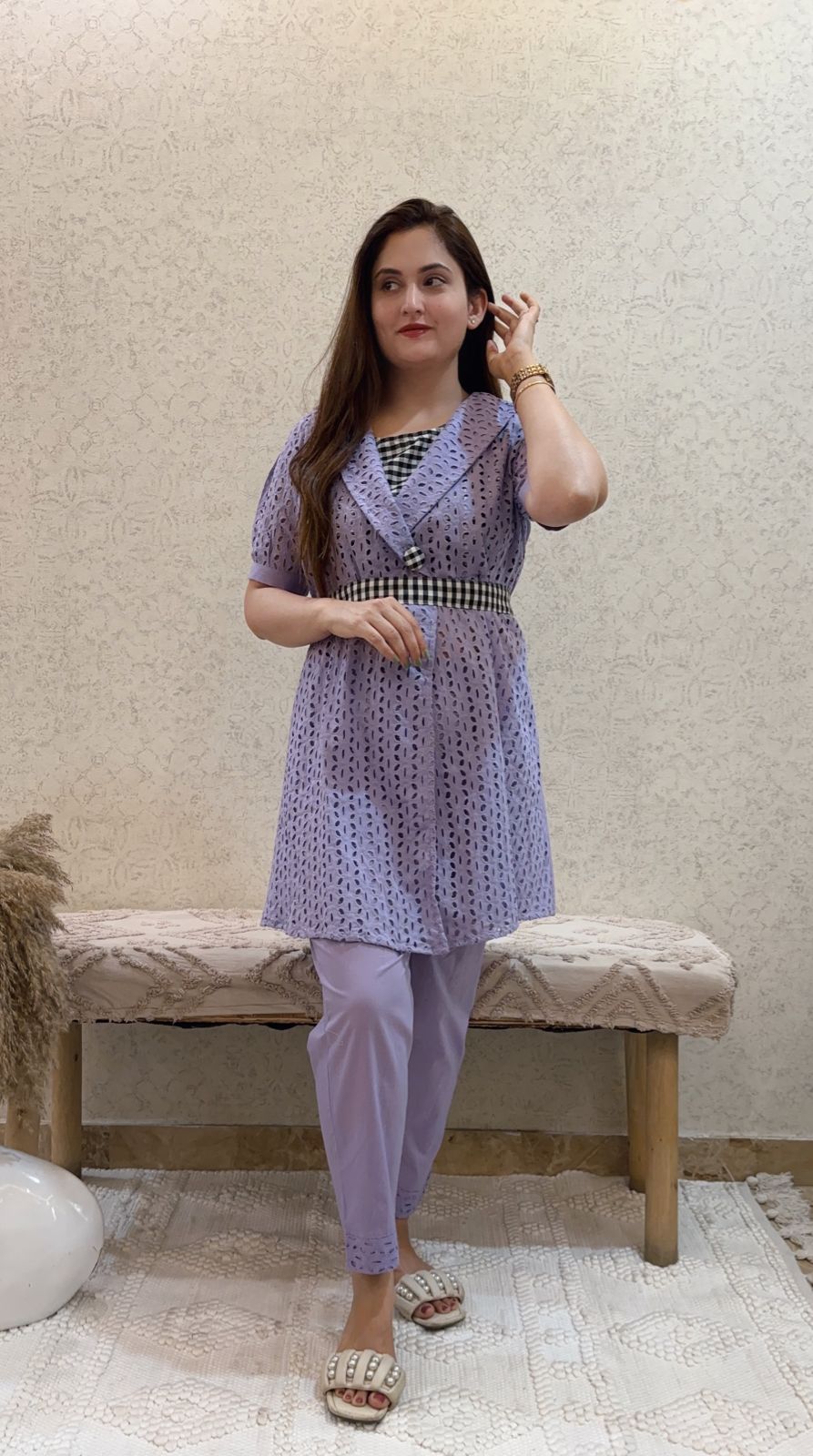 Ashnaina Schiffli Cotton Co-Ord Set