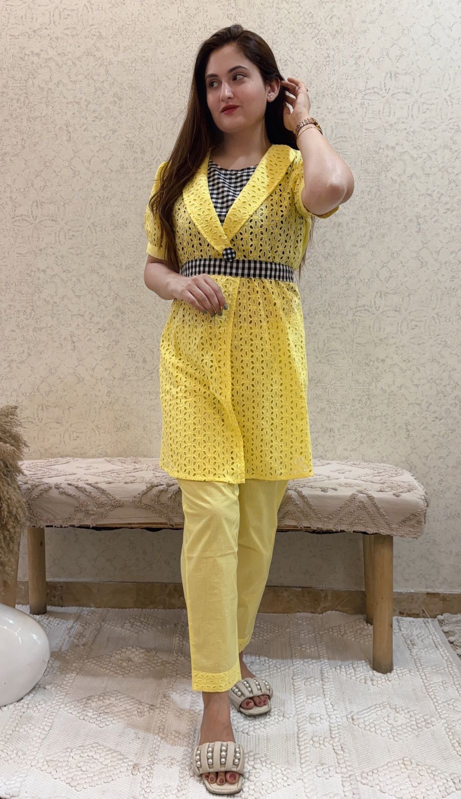 Ashnaina Schiffli Cotton Co-Ord Set