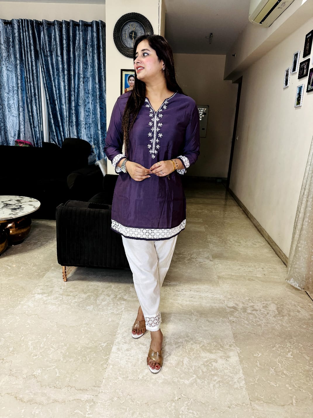 Ashnaina Roman Silk Hand Adda Work Co-Ord Set