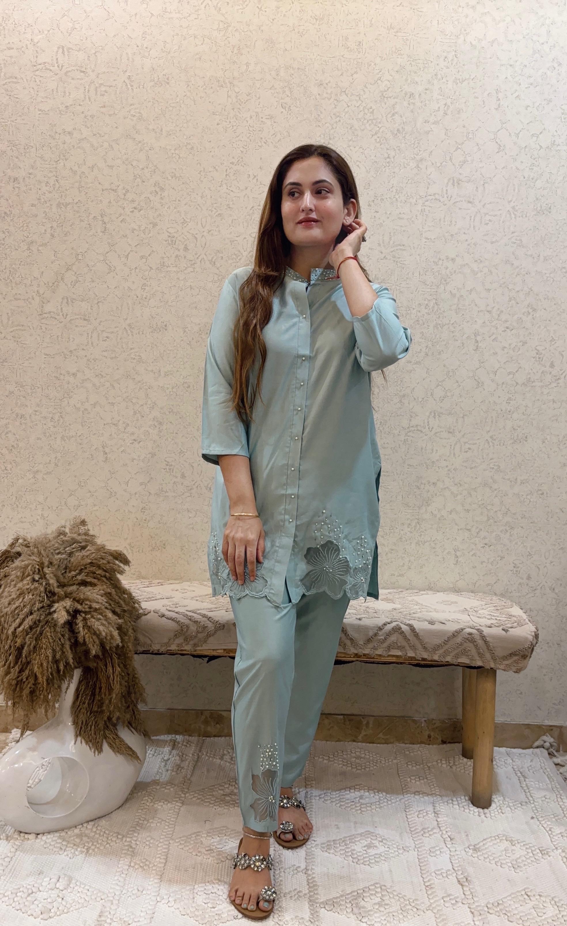 Ashnaina Gadwal Co-Ord Set with Hand Adda & Cut Work