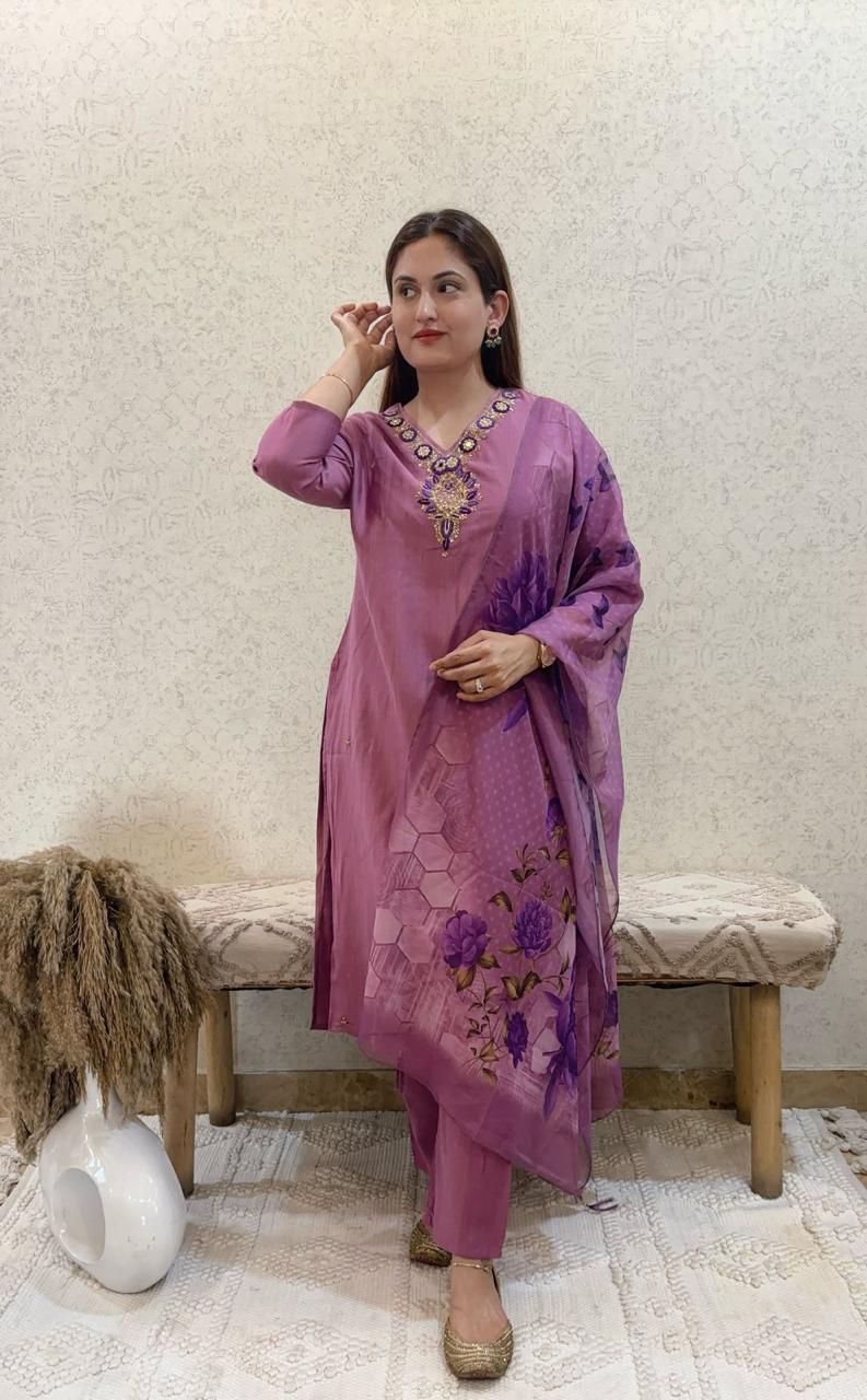 Ashnaina Vertican 3 Pcs Set with Embroidery & Adda Work