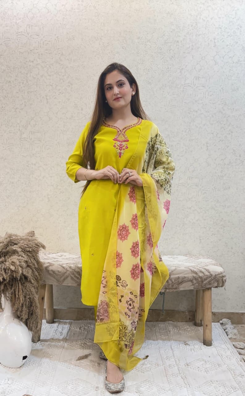 Ashnaina Roman Silk 3 Pcs Suit Set Style 24336