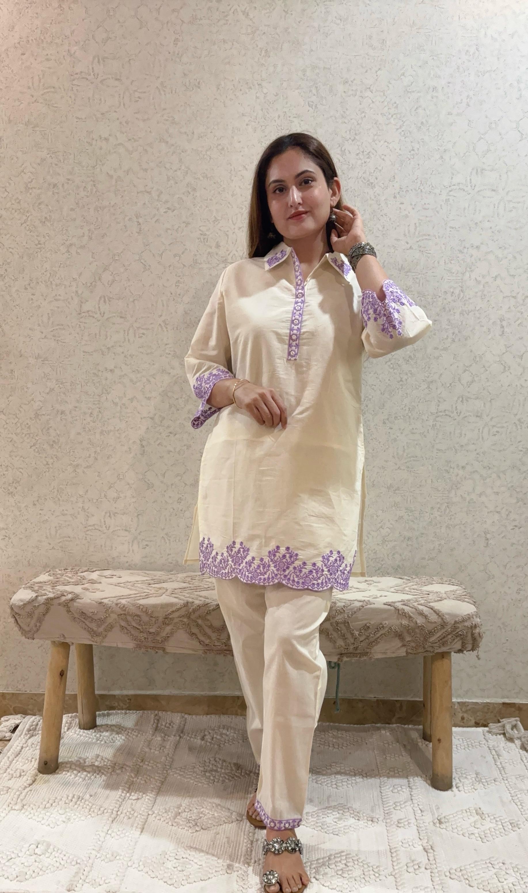 Ashnaina Pure Cotton Embroidered Co-Ord Set