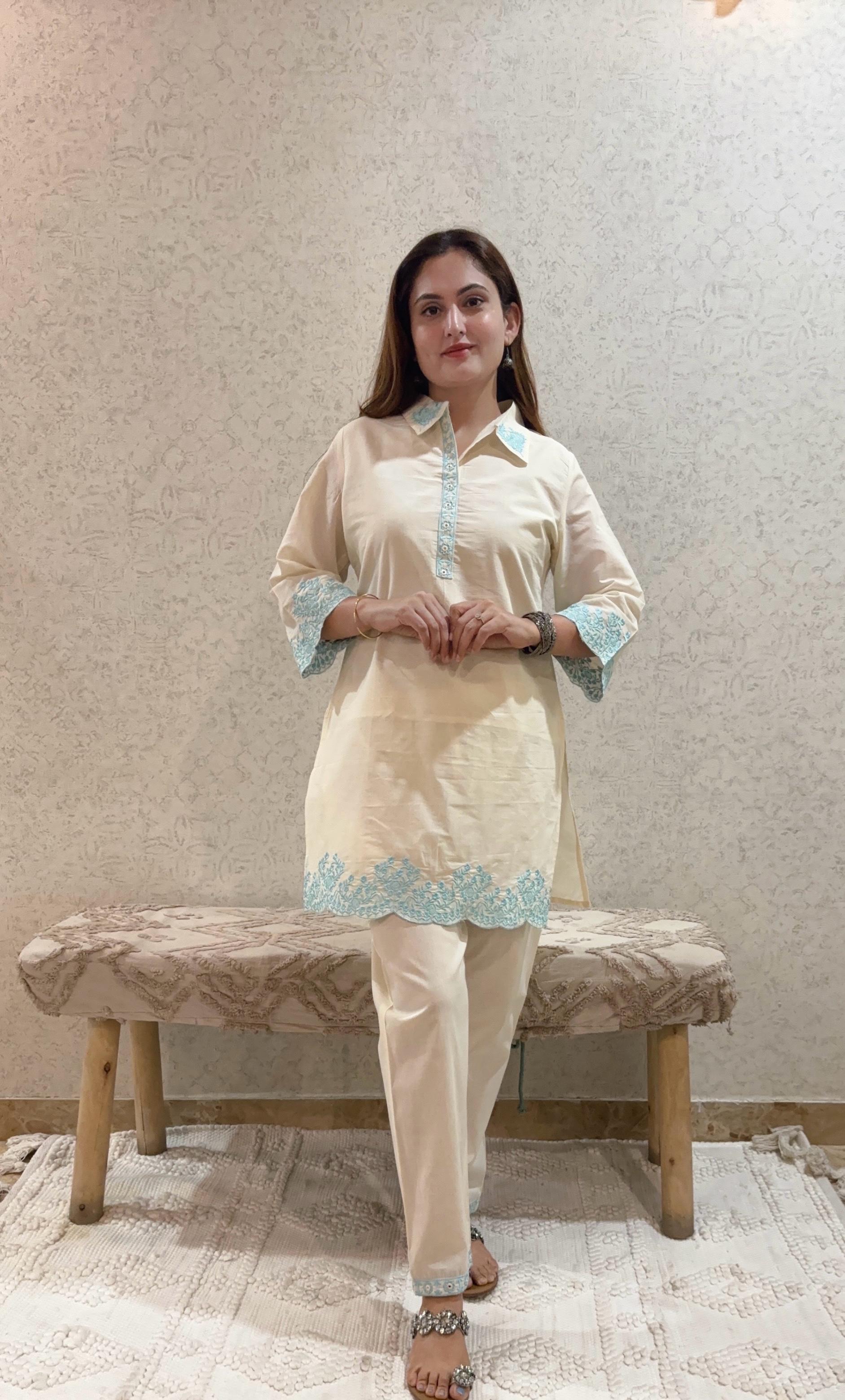 Ashnaina Pure Cotton Embroidered Co-Ord Set