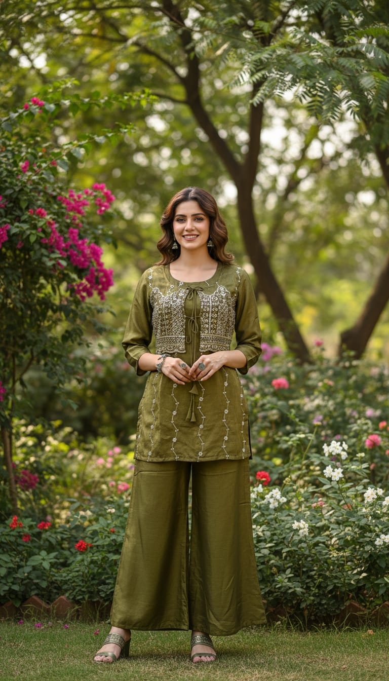 Ashnaina 3 Pcs Co-Ord Set with Inner Top & Plazo