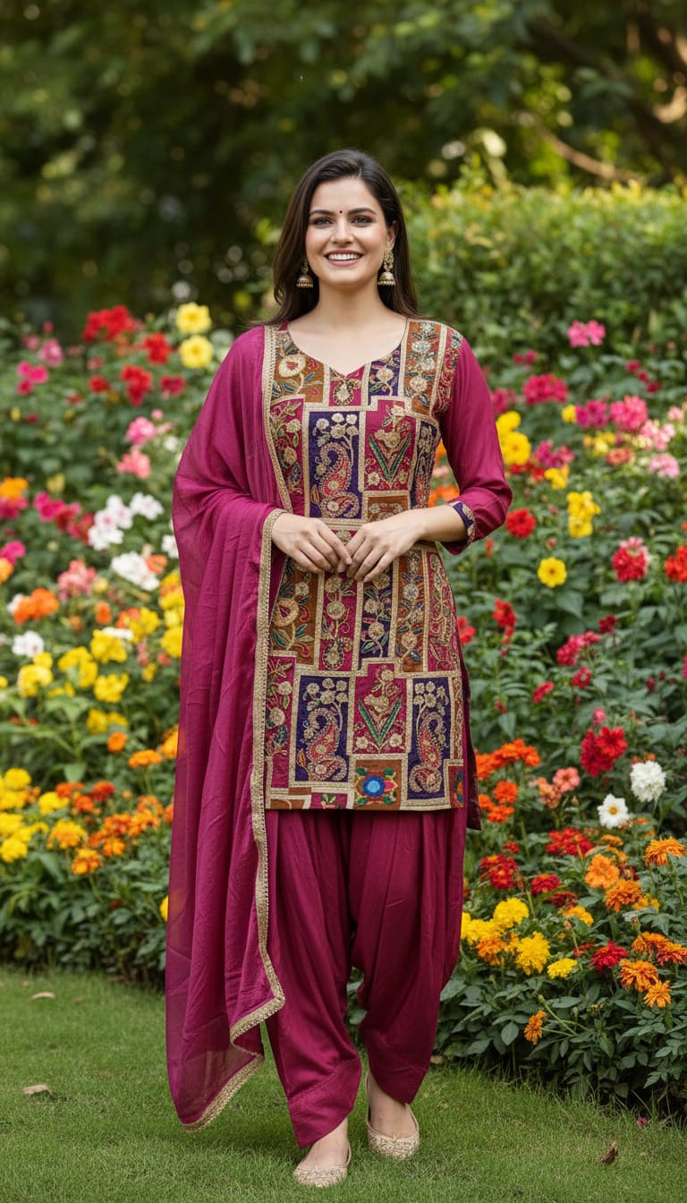 Ashnaina 3 Pcs Co-Ord Set with Farshi Salwar & Dupatta