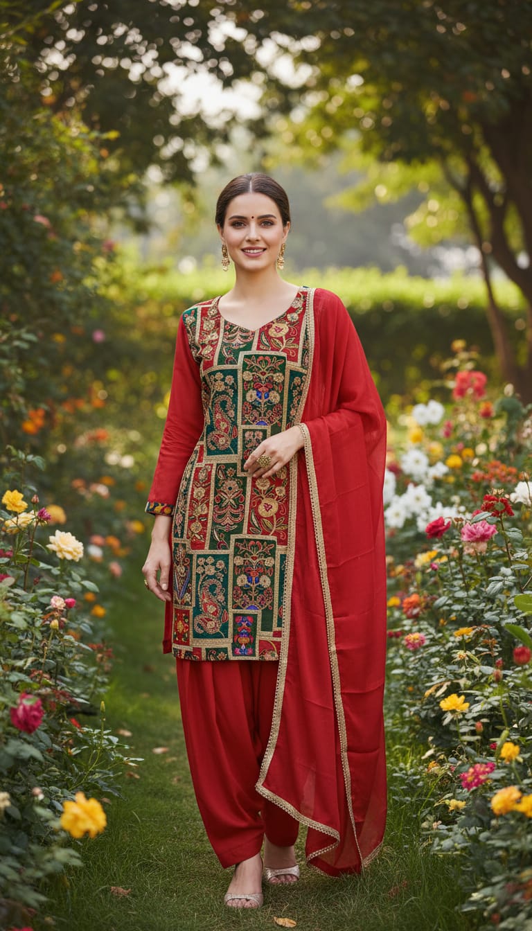 Ashnaina 3 Pcs Co-Ord Set with Farshi Salwar & Dupatta
