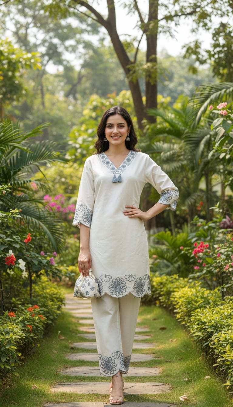 Ashnaina Cotton Cambric Embroidered Co-Ord Set