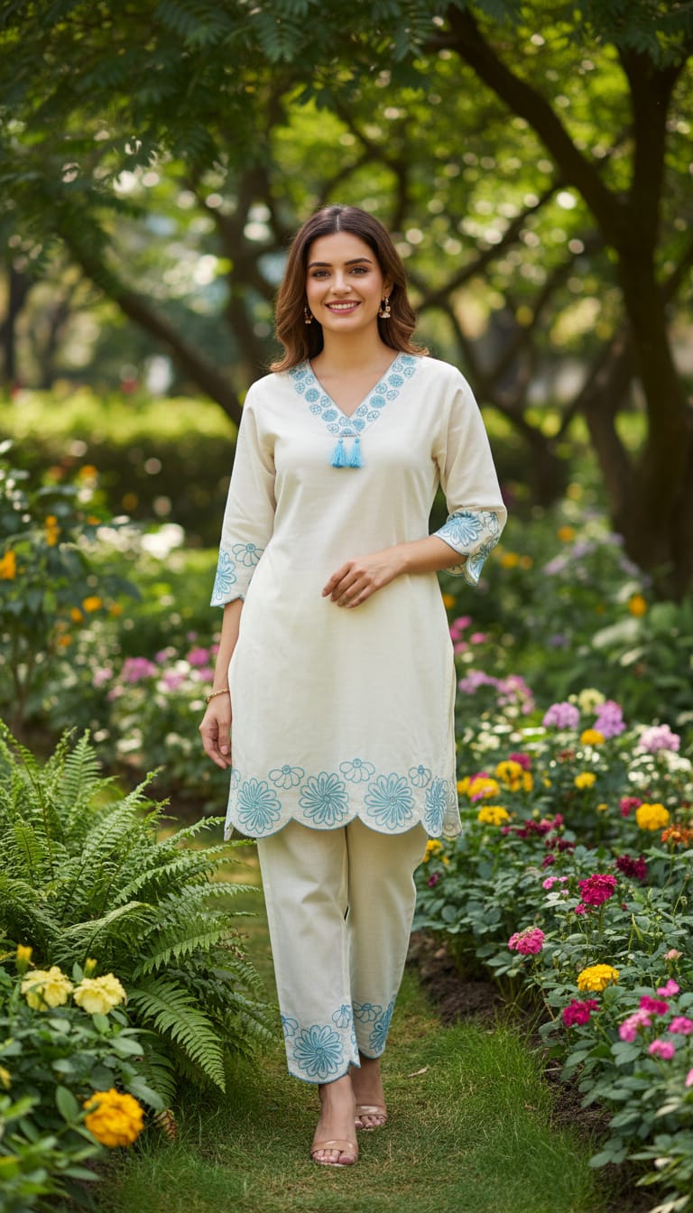 Ashnaina Cotton Cambric Embroidered Co-Ord Set