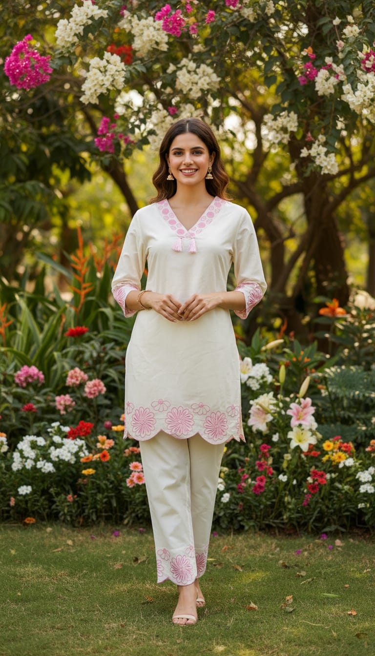 Ashnaina Cotton Cambric Embroidered Co-Ord Set