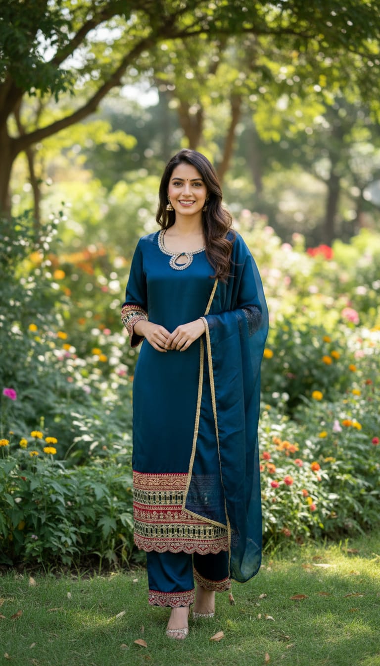 Ashnaina 3 Pcs Zumi Chuu Silk Kurti Plazo Set with Dupatta