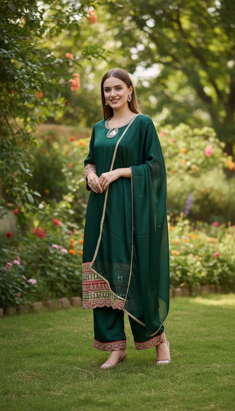 Ashnaina 3 Pcs Zumi Chuu Silk Kurti Plazo Set with Dupatta