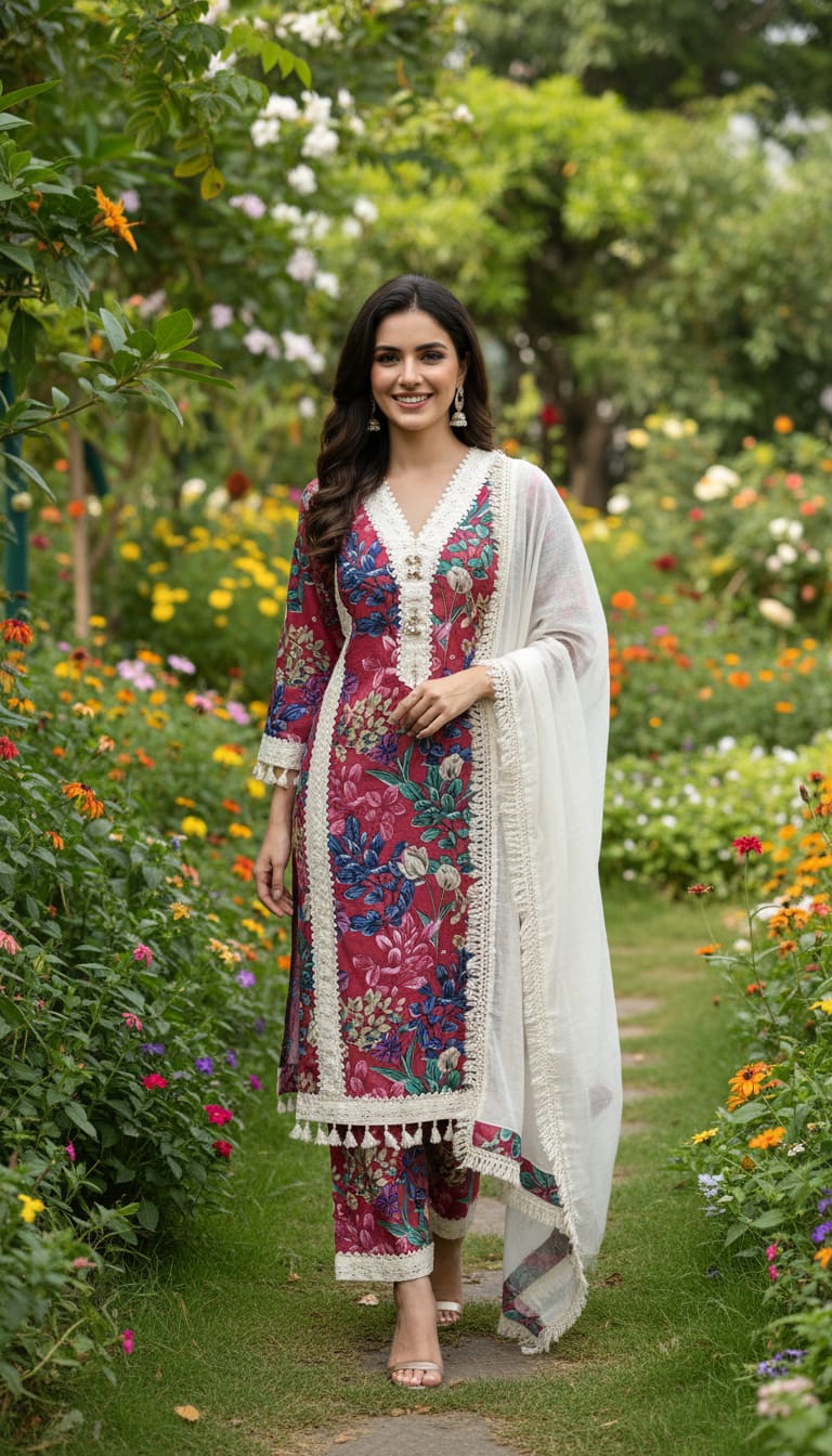 Ashnaina Cotton Printed Kurti Pant Set with Dupatta
