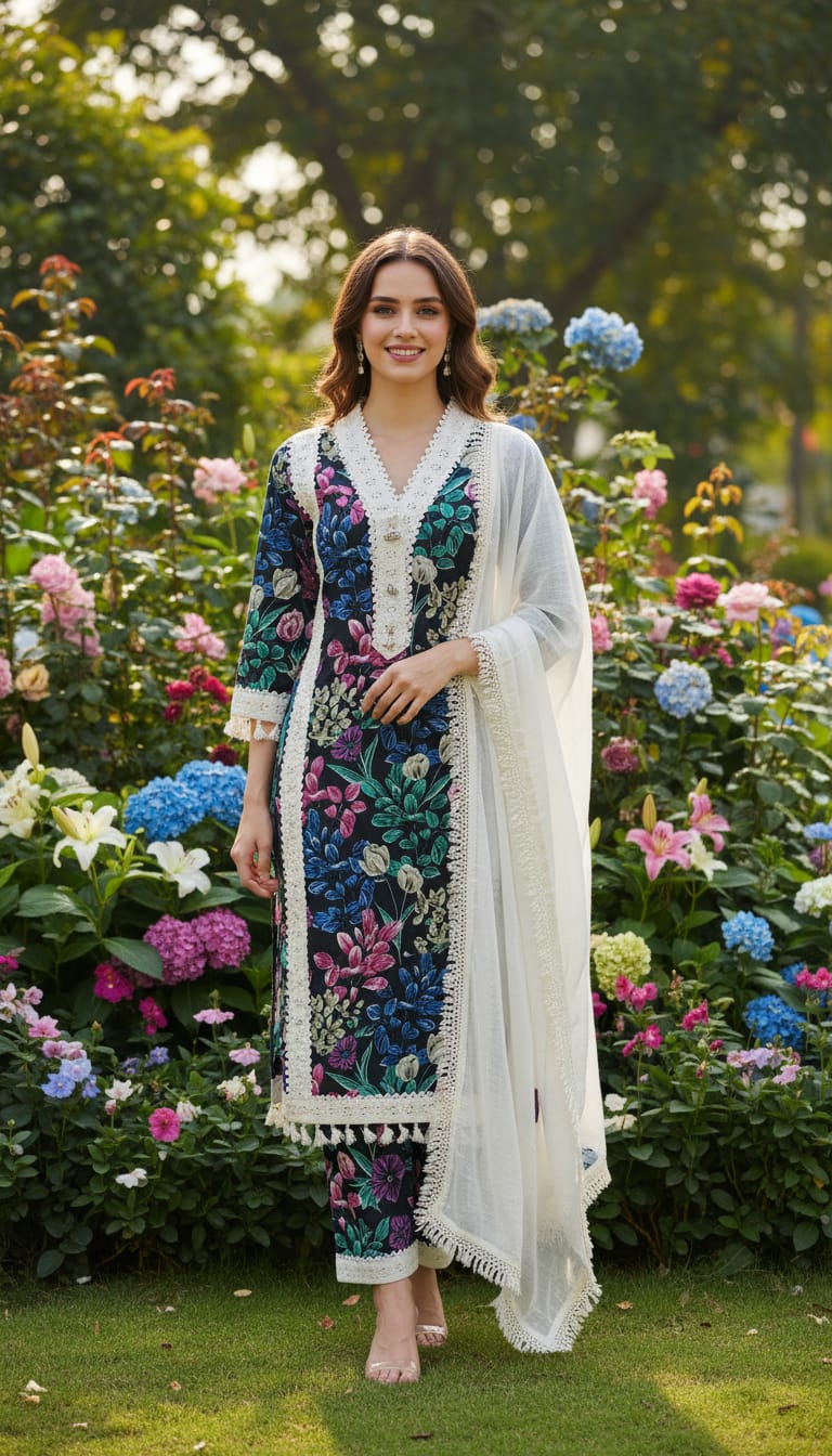 Ashnaina Cotton Printed Kurti Pant Set with Dupatta